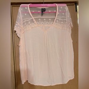 Blush Lace Top Shoulder Top